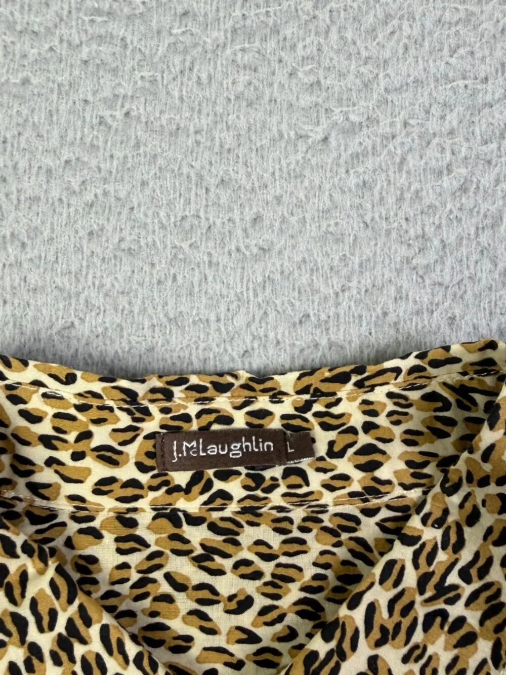 J Mclaughlin top Womens Large Brown Animal Print Button Up Long Sleeve Cotton - Picture 8 of 8